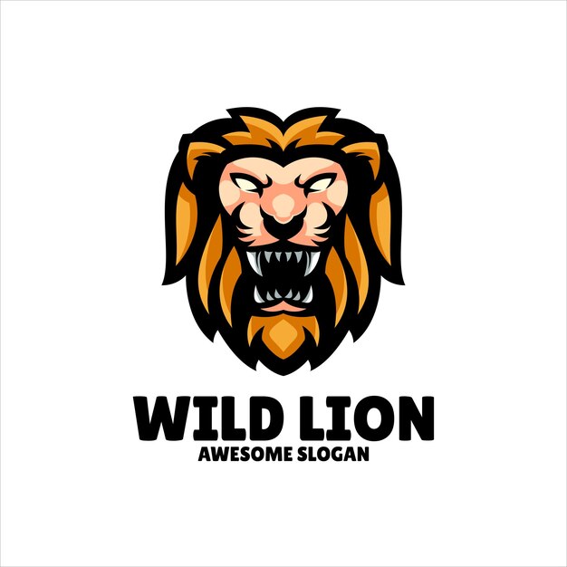 Diseño de logotipo de ilustración de mascota de león