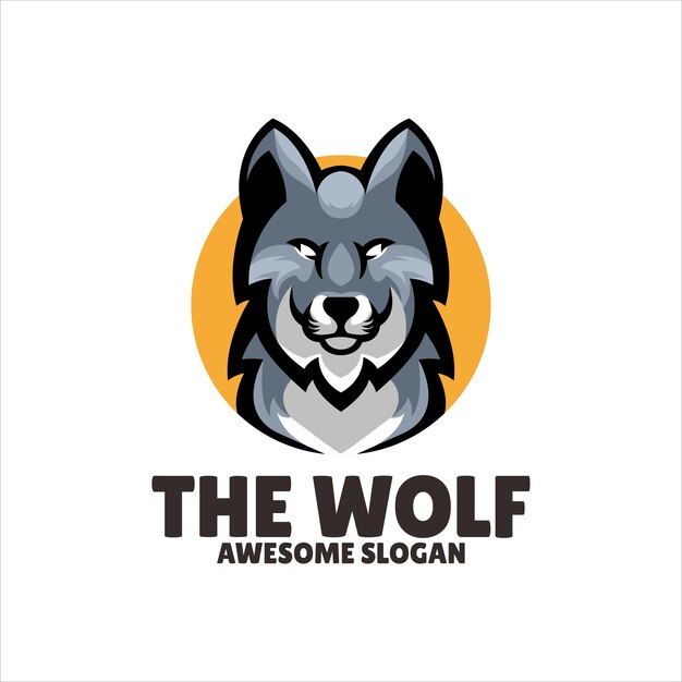 Diseño de logotipo de ilustración de mascota de lobo