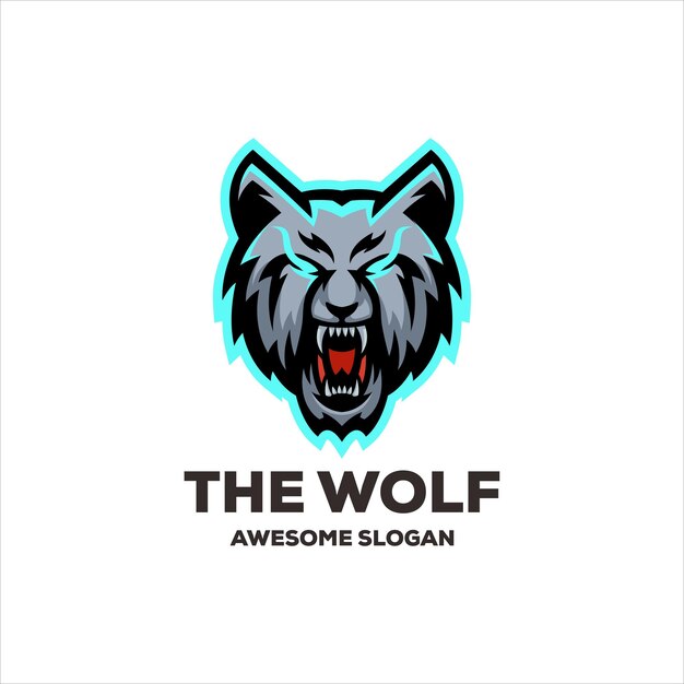 Diseño de logotipo de ilustración de mascota de lobo