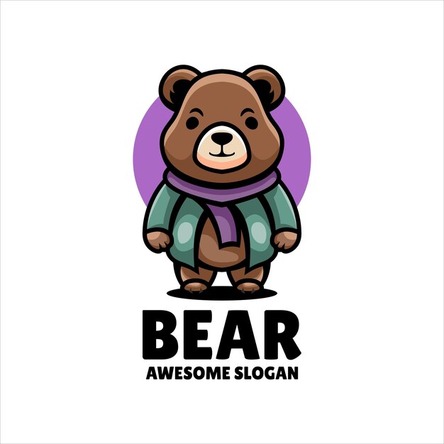 Diseño de logotipo de ilustración de mascota de oso