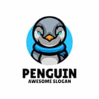 Vector gratuito diseño de logotipo de ilustración de mascota de pingüino