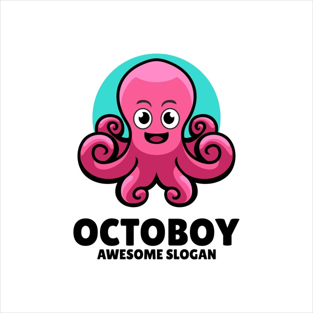 Diseño de logotipo de ilustración de mascota de pulpo