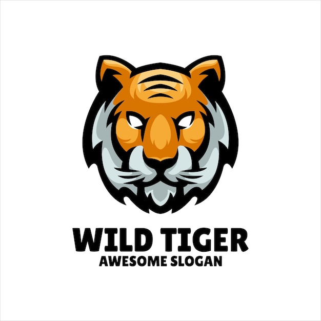 Diseño de logotipo de ilustración de mascota de tigre
