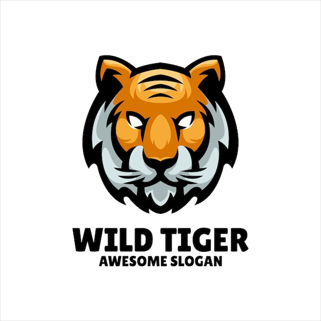 Diseño de logotipo de ilustración de mascota de tigre