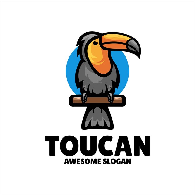 Diseño de logotipo de ilustración de mascota de tucán
