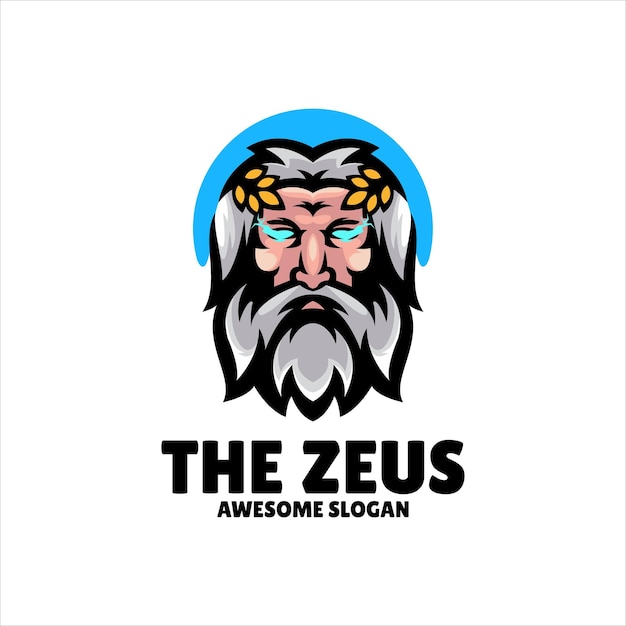 Vector gratuito diseño de logotipo de ilustración de mascota de zeus