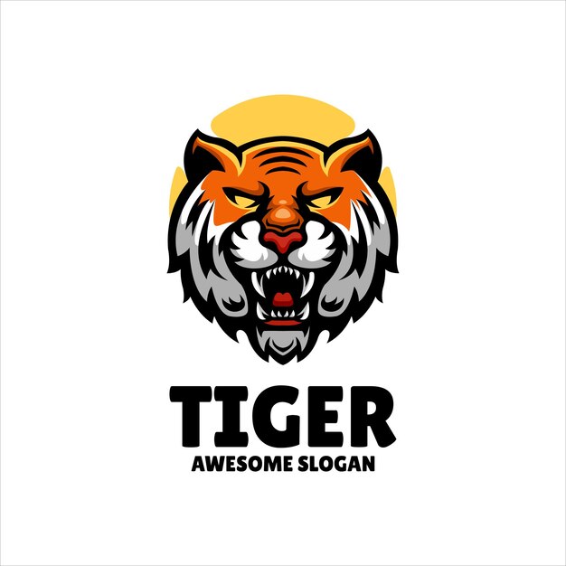 Diseño de logotipo de ilustraciones de mascota de tigre