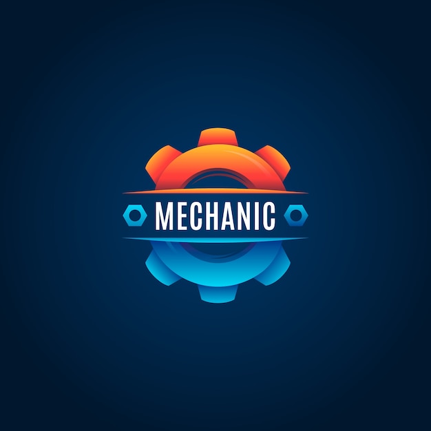 Vector gratuito diseño de logotipo de ingeniería mecánica.