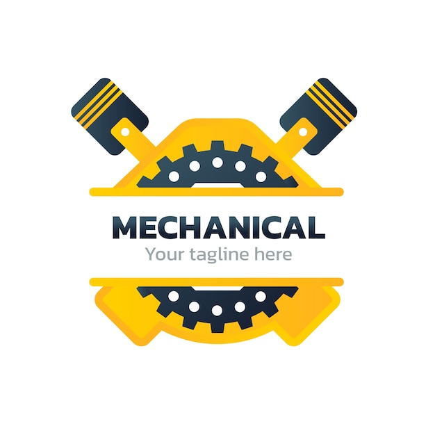 Vector gratuito diseño de logotipo de ingeniería mecánica.