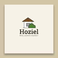 Vector gratuito diseño de logotipo inmobiliario hoziel dibujado a mano