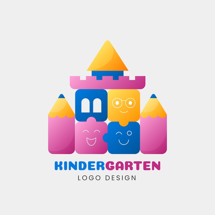 Vector gratuito diseño de logotipo de jardín de infantes degradado