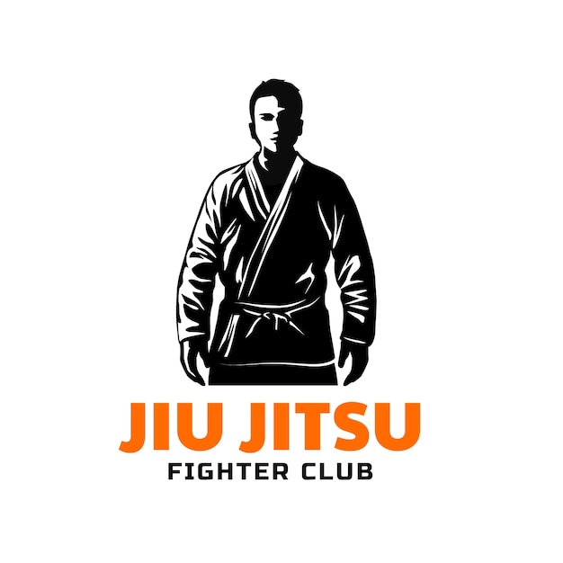 Diseño de logotipo de jiu jitsu dibujado a mano