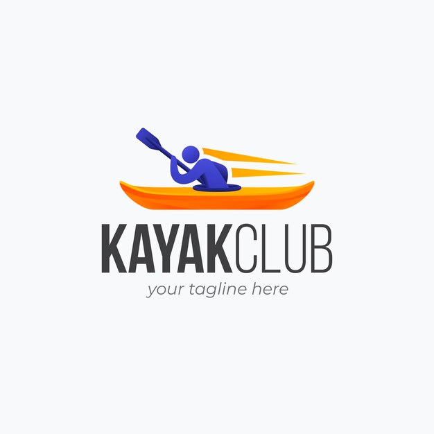 Diseño de logotipo de kayak degradado.