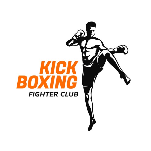 Diseño de logotipo de kickboxing dibujado a mano