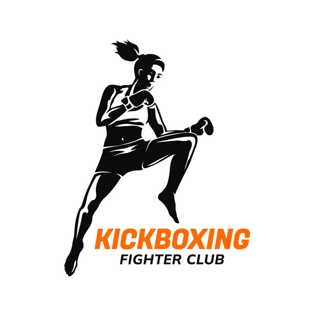 Diseño de logotipo de kickboxing dibujado a mano