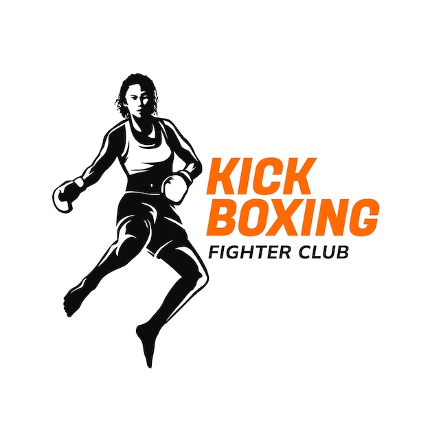 Diseño de logotipo de kickboxing dibujado a mano