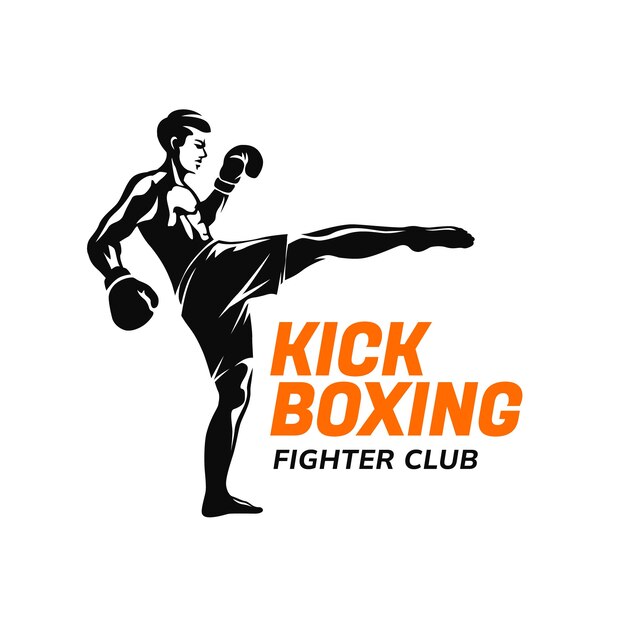 Diseño de logotipo de kickboxing dibujado a mano