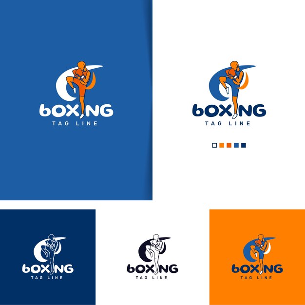 Diseño de logotipo de kickboxing.