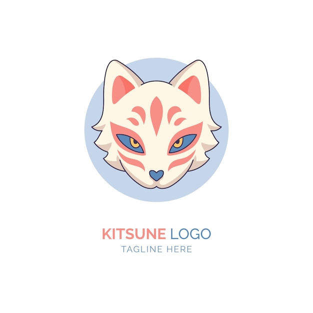 Diseño de logotipo kitsune dibujado a mano