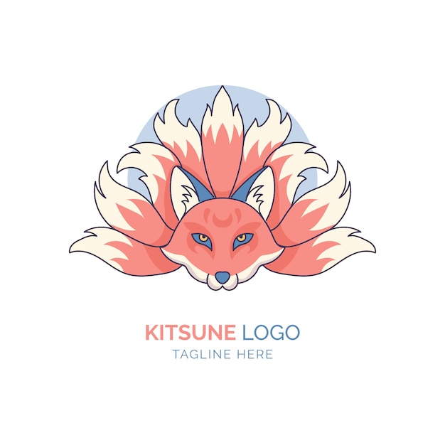Diseño de logotipo kitsune dibujado a mano