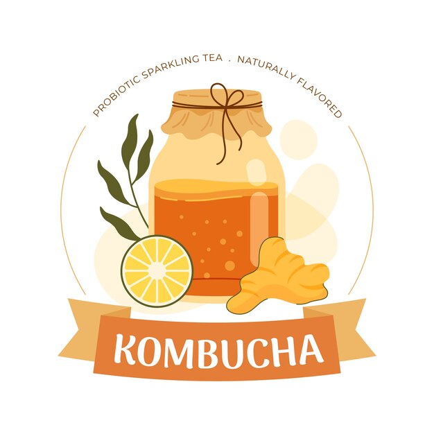 Diseño de logotipo de kombucha dibujado a mano