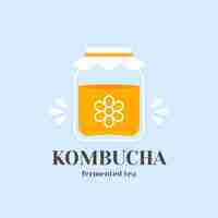 Vector gratuito diseño de logotipo de kombucha dibujado a mano