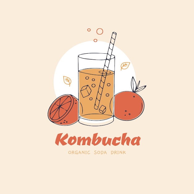 Diseño de logotipo de kombucha dibujado a mano