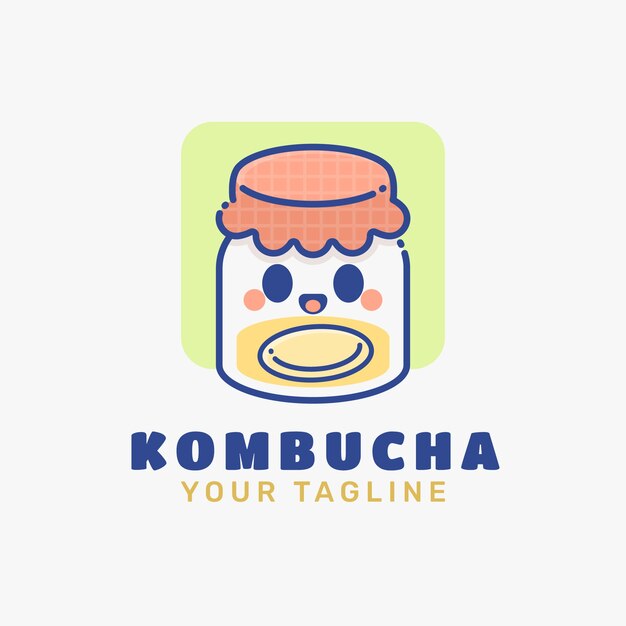 Diseño de logotipo de kombucha dibujado a mano