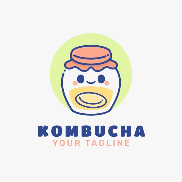 Diseño de logotipo de kombucha dibujado a mano