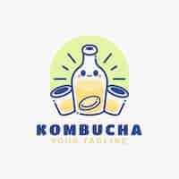 Vector gratuito diseño de logotipo de kombucha dibujado a mano