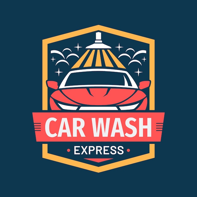 Diseño del logotipo del lavado de coches dibujado a mano