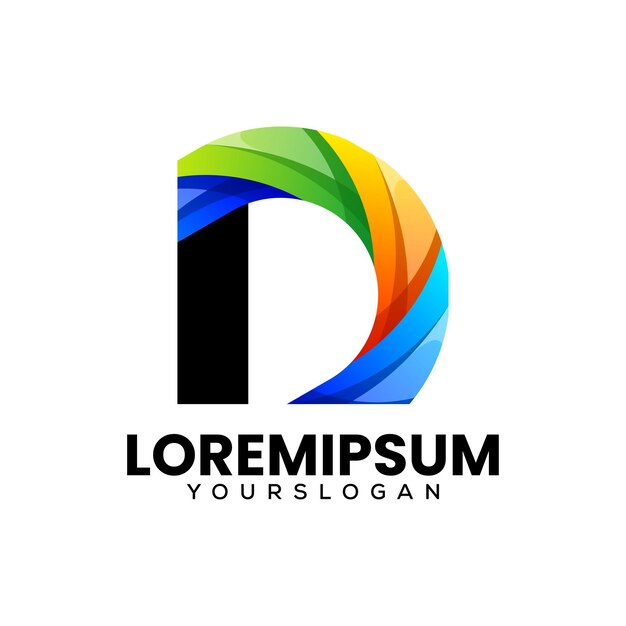 diseño del logotipo de la letra d colorida
