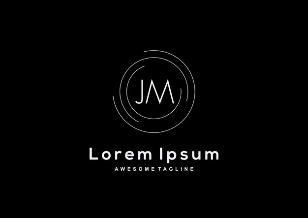 Diseño de logotipo de letra JM minimalista con forma de círculo