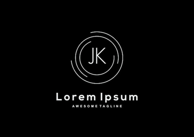 Diseño de logotipo de letra minimalista JK con forma de círculo