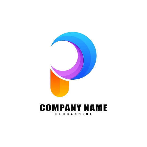 Diseño del logotipo de la letra p colorida