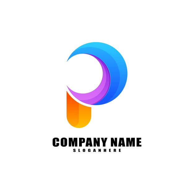 Diseño del logotipo de la letra p colorida