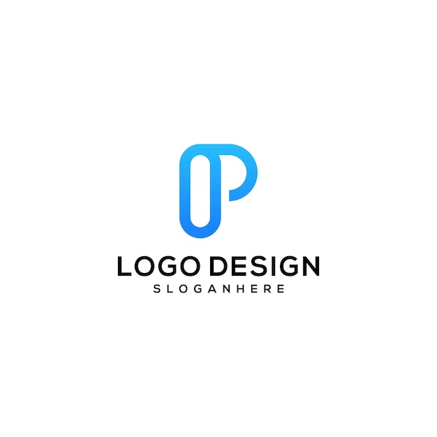 diseño de logotipo de letra p de gradación