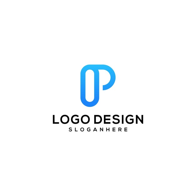 diseño de logotipo de letra p de gradación