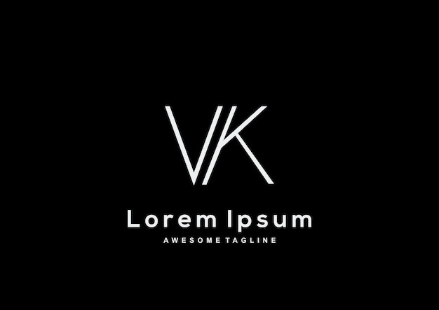 Diseño de logotipo de letra VK minimalista