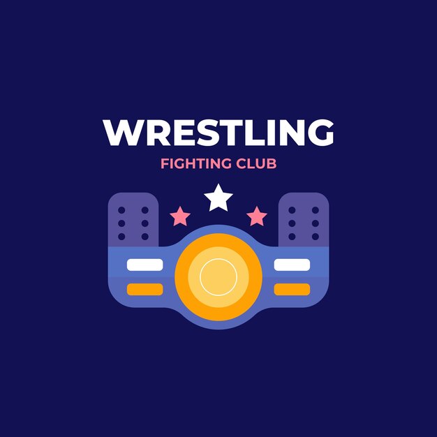 Diseño de logotipo de lucha libre de diseño plano