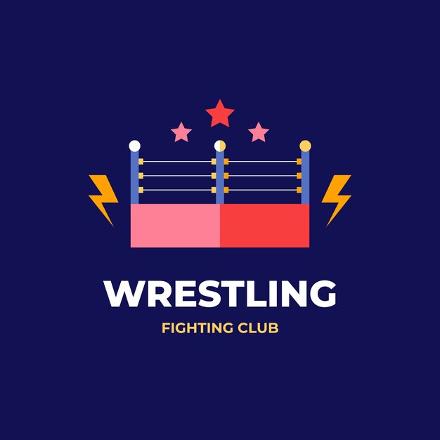Diseño de logotipo de lucha libre de diseño plano