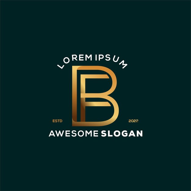 Diseño de logotipo de lujo degradado de letra b