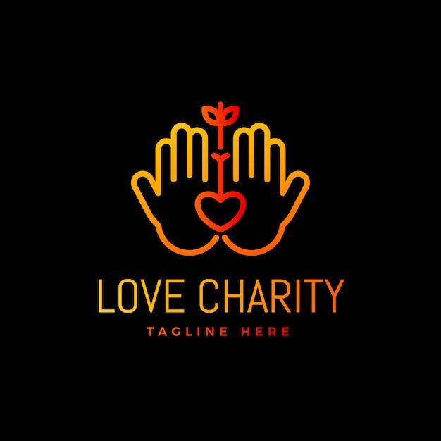 Diseño del logotipo de la mano corazón gradiente
