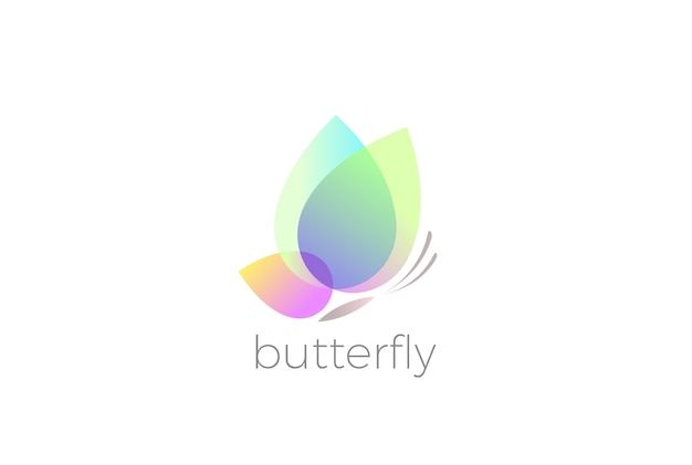 Diseño de logotipo de mariposa aislado en blanco