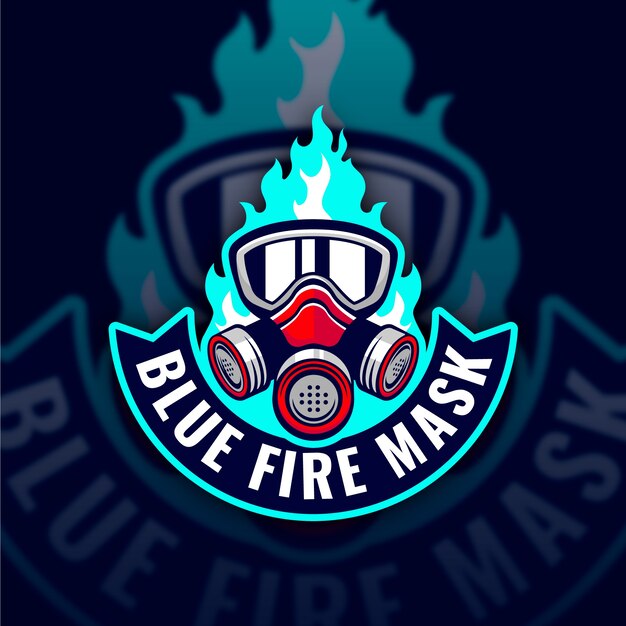 Diseño de logotipo de máscara de gas de diseño plano.