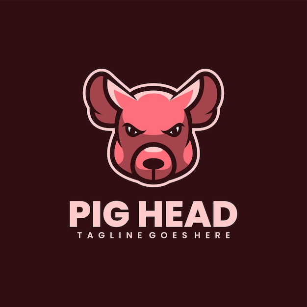 Vector gratuito diseño de logotipo de mascota de cabeza de cerdo