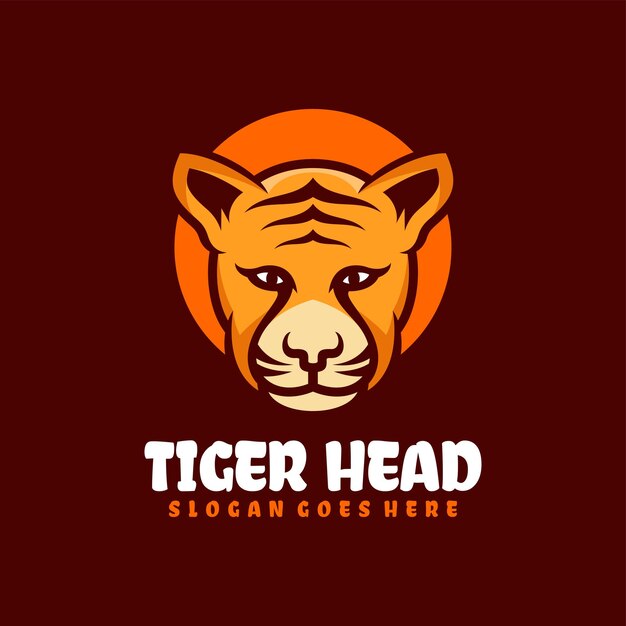 Diseño de logotipo de mascota de cabeza de tigre.