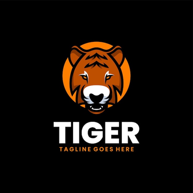 Vector gratuito diseño de logotipo de mascota de ilustración de cabeza de tigre