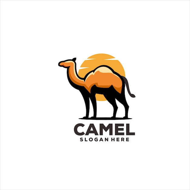 Vector gratuito diseño de logotipo de mascota de ilustración de camello