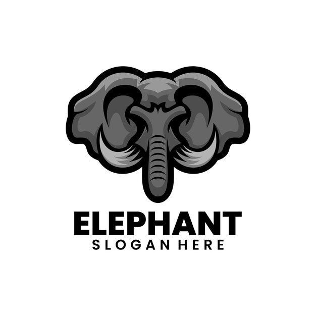 Diseño del logotipo de la mascota con ilustración de elefante vectorial